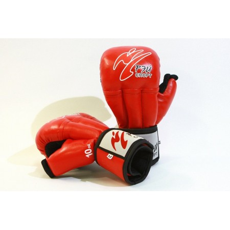 Перчатки для рукопашного боя Рэй-спорт Fight-2 с сеткой, красные, кожа