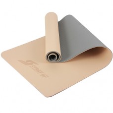 Коврик для йоги и фитнеса 6 мм TPE бежевый/серый