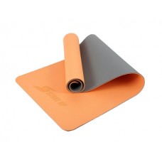 Коврик для йоги и фитнеса 6 мм TPE персиковый/серый