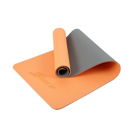 Коврик для йоги и фитнеса 6 мм TPE персиковый/серый
