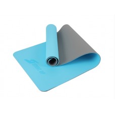 Коврик для йоги и фитнеса 6 мм TPE голубой/серый