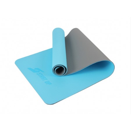 Коврик для йоги и фитнеса 6 мм TPE голубой/серый